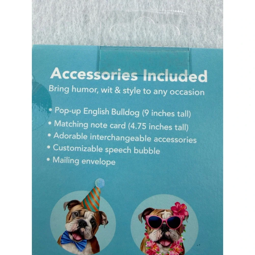 New Freshcut Paper English Bulldog Pop-Up Pup 3D Greeting Card with Accessories